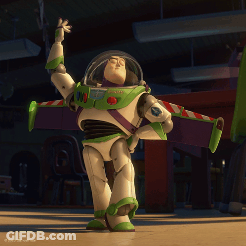Buzz Lightyear Standing On Table GIF