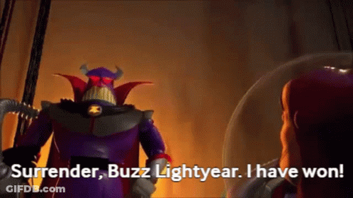 Buzz Lightyear Surrender I Have Won GIF