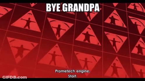 Bye Grandpa Is Written On A Red And Black Background GIF