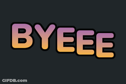 Byeee In Purple And Orange On Black Background GIF