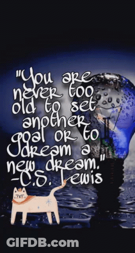C.S. Lewis Quote Cat Next To Light Bulb GIF