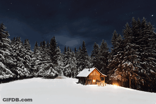 Cabin In Snowy Forest GIF