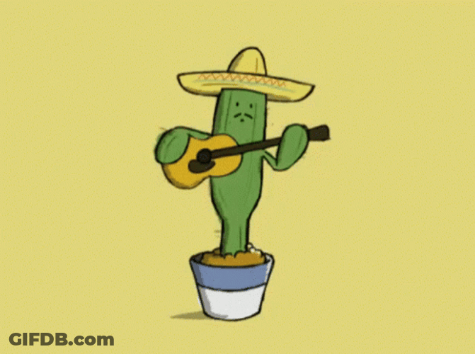 Cactus Cowboy Holding Guitar GIF