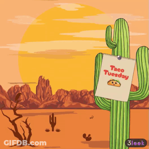 Cactus Holding Taco Tuesday Sign GIF