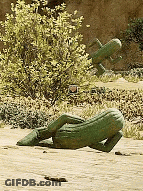 Cactus Lying Down Mirroring GIF