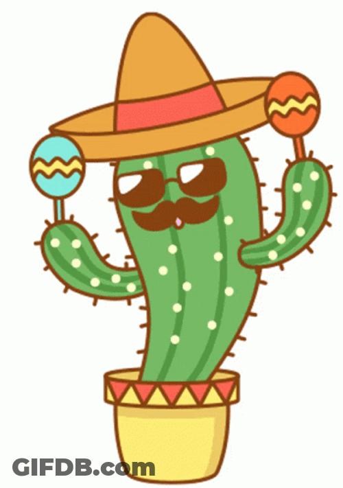Cactus Mexican Maracas And Hat GIF