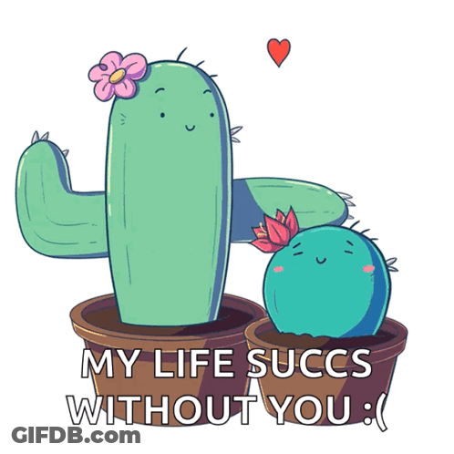 Cactus With Flower Saying My Life Succs Without You GIF