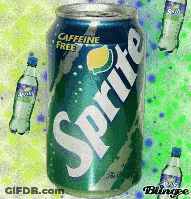 Caffeine Free Sprite Can With Bottles GIF