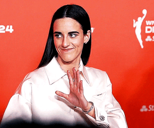 Caitlin Clark Shy Smile Waving GIF