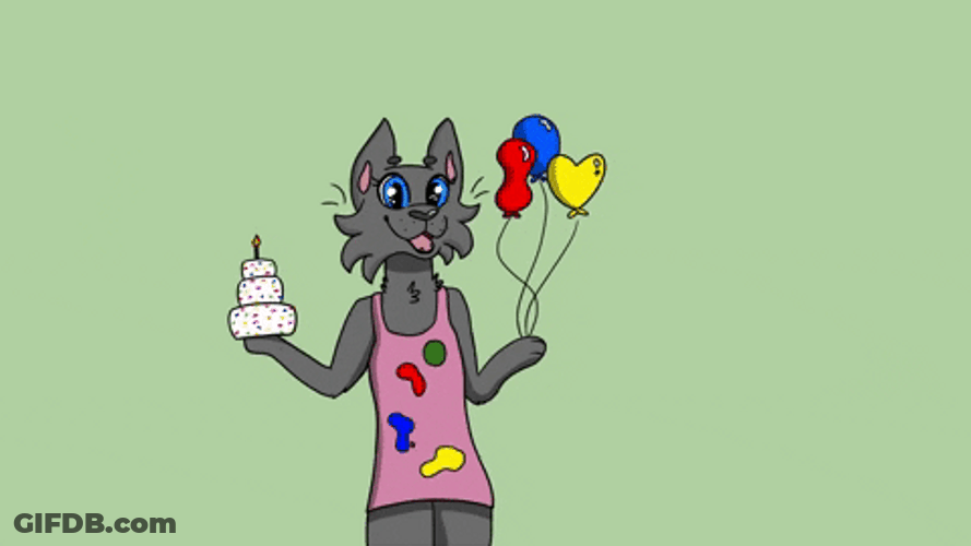 Cake And Balloon Cute Cat Animated GIF