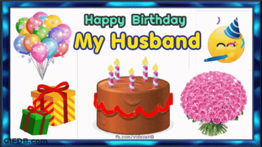 Cake Balloons Gifts Happy Birthday Husband GIF