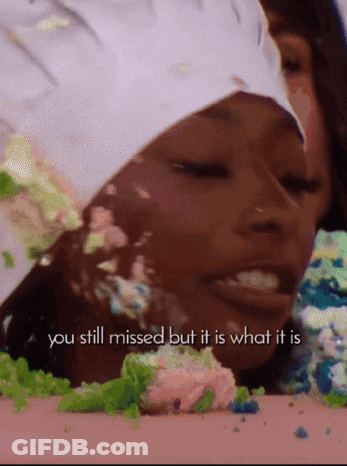 Cake-Covered Woman Chef Hat You Still Missed It Is What It Is GIF