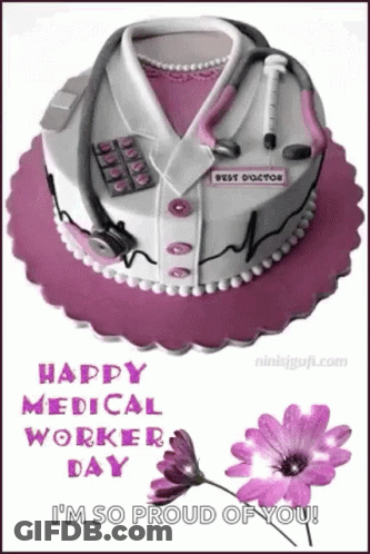 Cake Decorated Like Doctor Coat And Stethoscope GIF