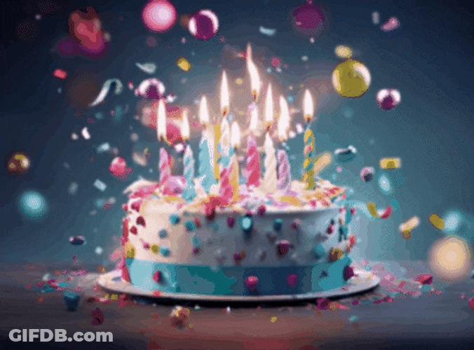 Cake Happy Birthday Confetti Surprise GIF