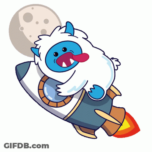Cake Monster Riding Rocket In Outer Space GIF