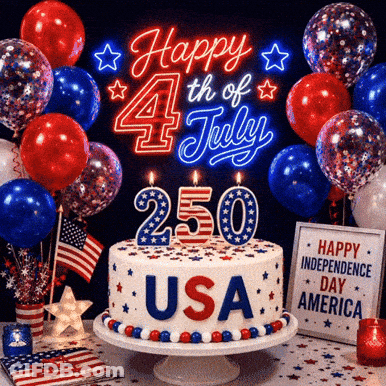 Cake Saying Happy 4Th Of July 250 USA GIF