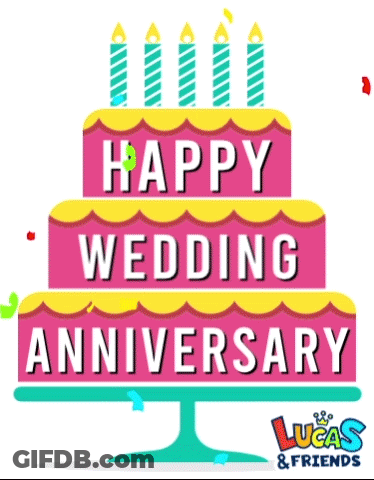Cake Saying Happy Wedding Anniversary With Candles GIF