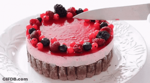 Cake With Berries Cut GIF