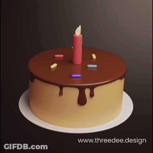 Cake With Candle And Sprinkles GIF