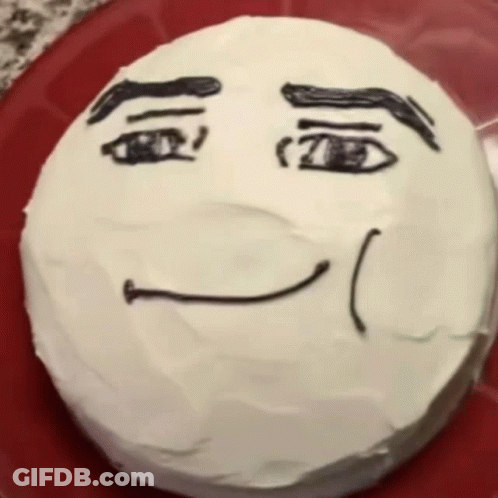 Cake With Face Drawn On It GIF