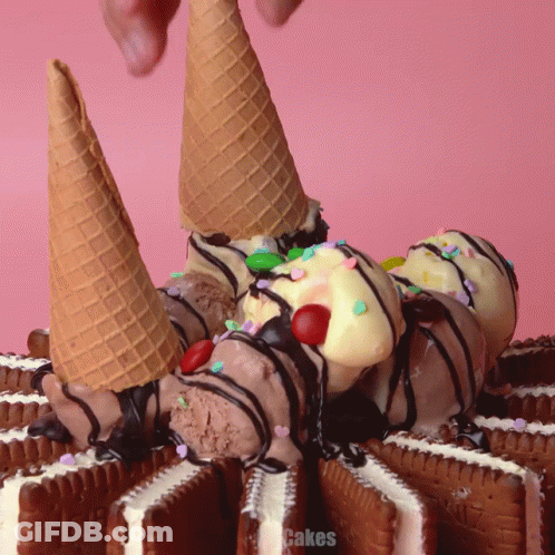 Cake With Ice Cream Cones Saying Cakes GIF