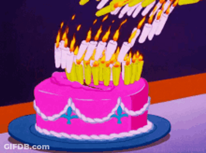 Cake With Lots Of Birthday Candles Animation GIF