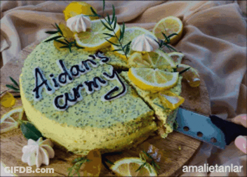Cake With Missing Slice Saying Aidan's Curry GIF