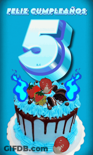 Cake With Number 5 GIF