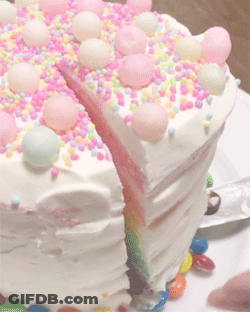 Cake With Slice Taken Out And Sprinkles GIF
