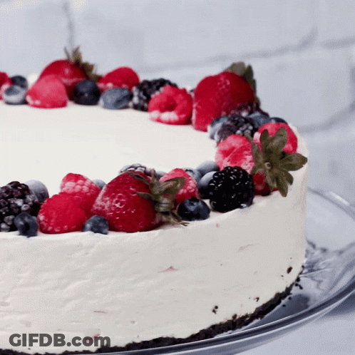Cake With Strawberries Blueberries Raspberries Blackberries GIF