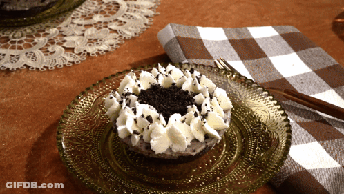 Cake With Whipped Cream And Chocolate Shavings GIF