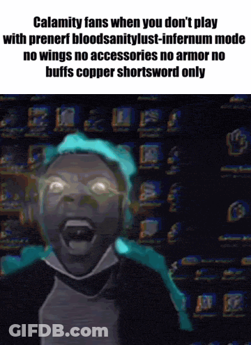 Calamity Fans When You Don't Play With Penerf Bloodsanitylust-Infernum Mode No Wings No Accessories No Armor No GIF