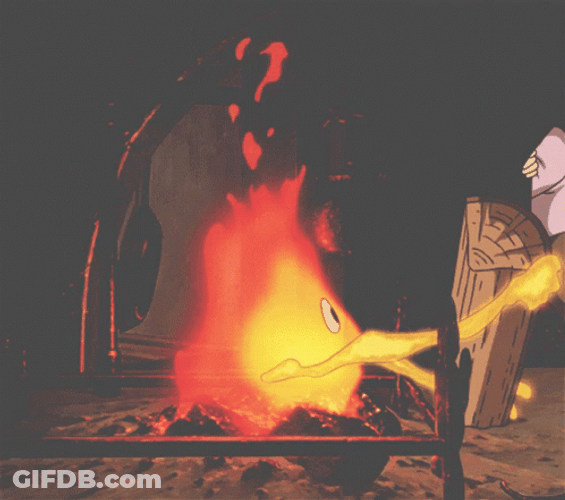 Calcifer Eating Up A Log GIF