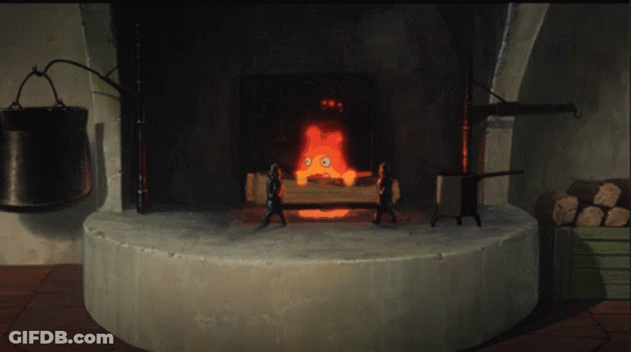 Calcifer On The Fireplace GIF