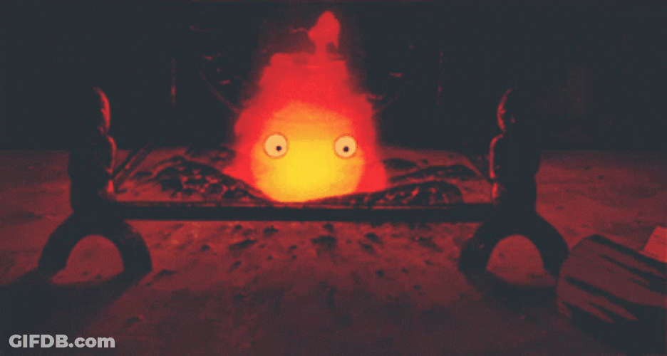 Calcifer Swallowed A Log GIF