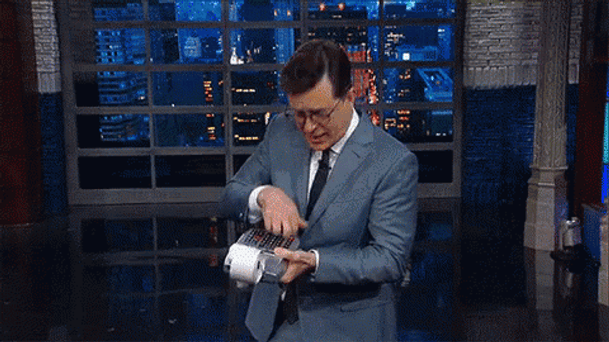 Calculator Stephen Colbert Tearing Receipt GIF