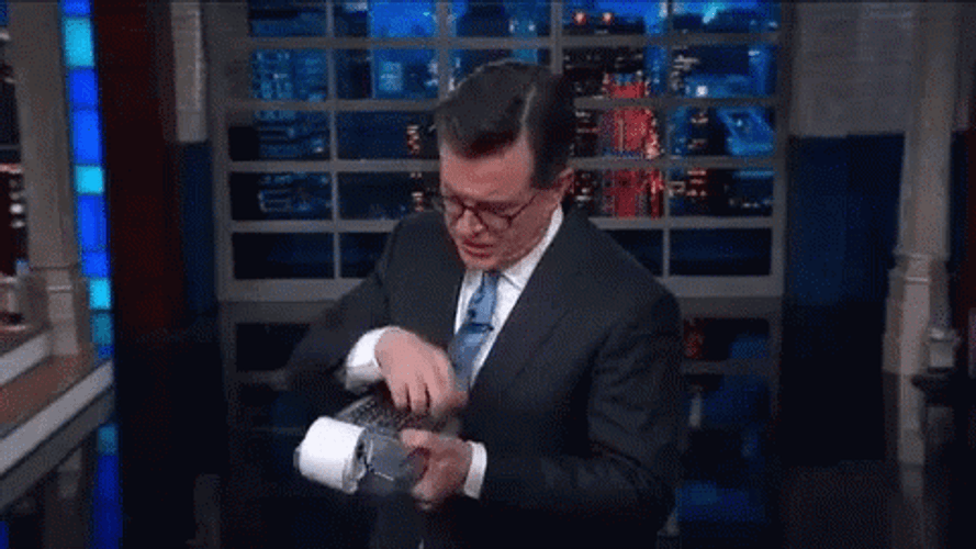 Calculator Stephen Colbert Typing GIF