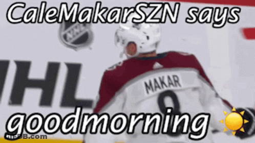 Cale Makar Szn Says Good Morning In Front Of A Hockey Player On The Ice GIF