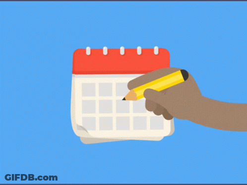 Calendar With Red Top And Papers Flying Out GIF
