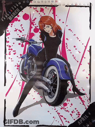 Calendar Woman Riding Motorcycle April 4 GIF