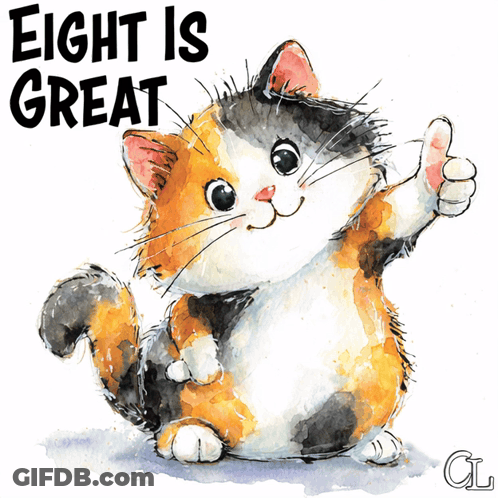 Calico Cat Giving Thumbs Up Eight Is Great GIF