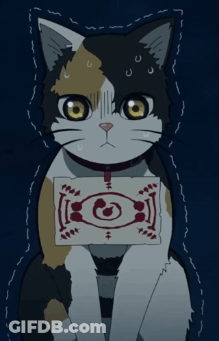 Calico Cat Holding Paper With Circle GIF