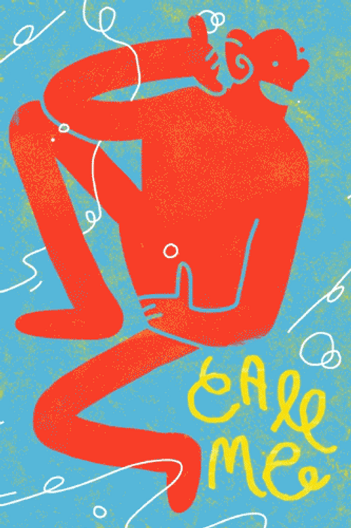 Call Me Animated Design Art Text GIF