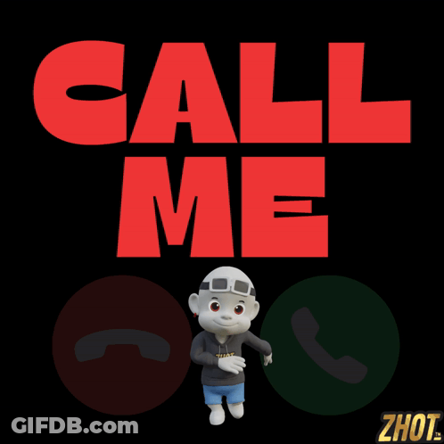 Call Me Poster With Cartoon Character GIF