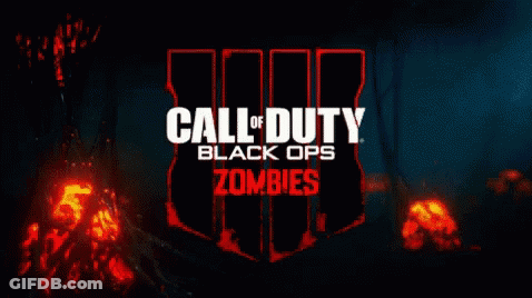 Call Of Duty Black Ops Zombies Logo On Dark Background GIF