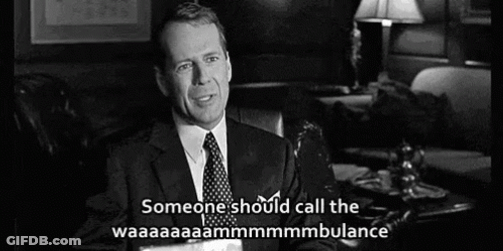 Call Wambulance Bruce Willis Black And White GIF