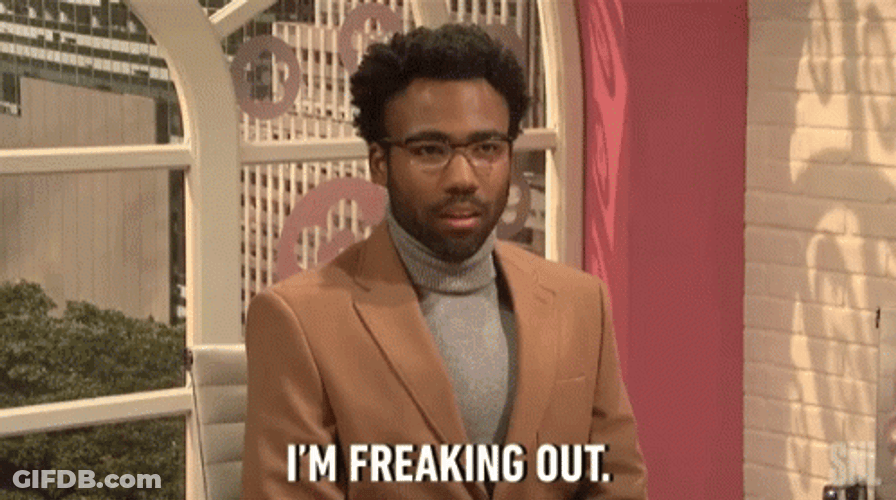 Calm Donald Glover Freaking Out GIF