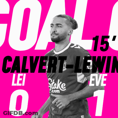 Calvert Lewin 'S Goal Number 15 Lei 0 Eve 1 Is Displayed On A Pink Background GIF