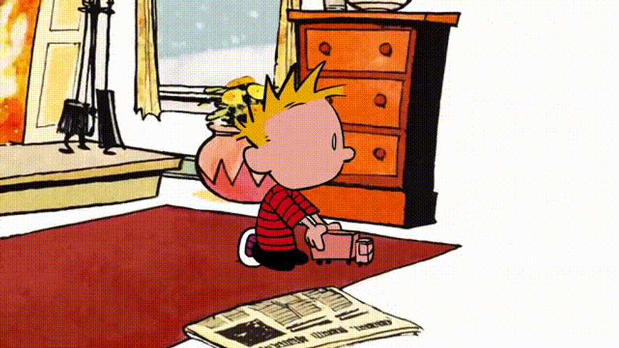 Calvin And Hobbes Fireplace Attack GIF