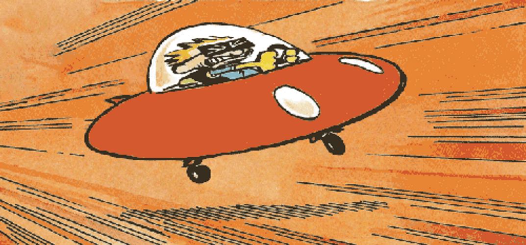 Calvin And Hobbes Flying Spaceship GIF